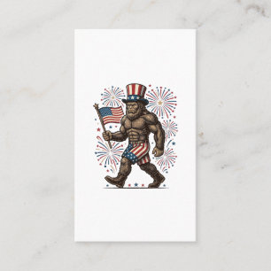 Patriottische Sasquatch-Vuurwerk Vintage Gravure D Visitekaartje