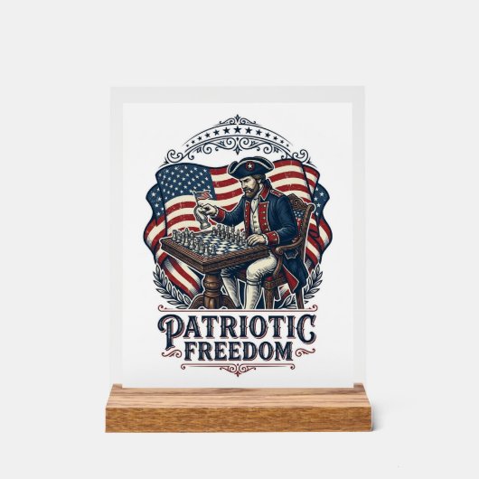 Patriottische Schaker Vector Graphic T-shirt Acryl Bord (Voorkant)
