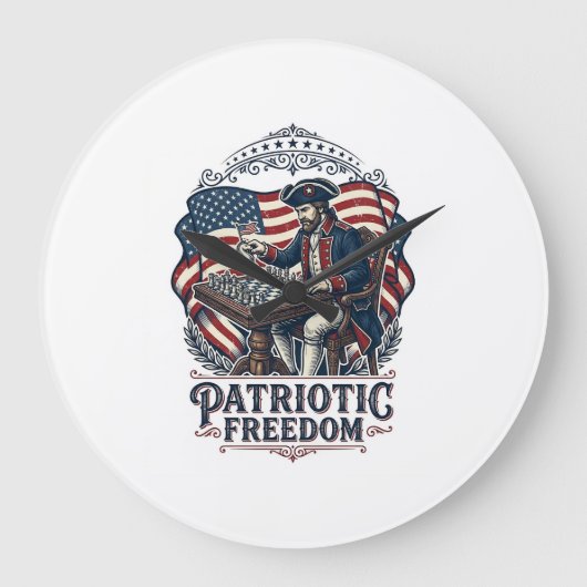 Patriottische Schaker Vector Graphic T-shirt Grote Klok (Voorkant)