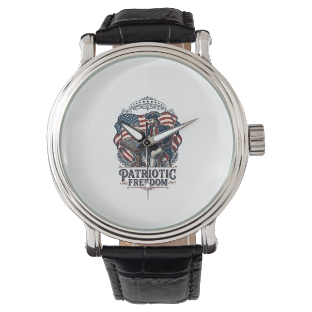 Patriottische Schaker Vector Graphic T-shirt Horloge (Voorkant)