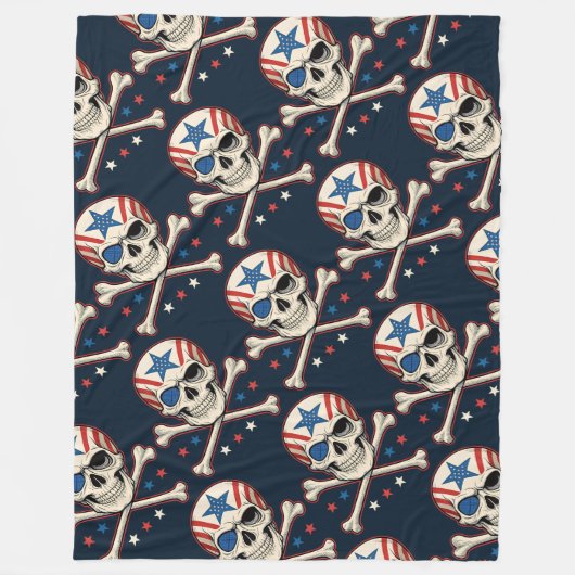 Patriottische schedel en kruisen Amerikaanse vlag Fleece Deken (Voorkant)