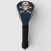 Patriottische schedel en kruisen Amerikaanse vlag Golfheadcover (Voorkant)