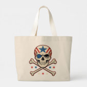 Patriottische schedel en kruisen Amerikaanse vlag Grote Tote Bag (Achterkant)