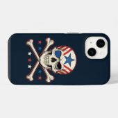 Patriottische schedel en kruisen Amerikaanse vlag iPhone Hoesje (Achterkant horizontaal)