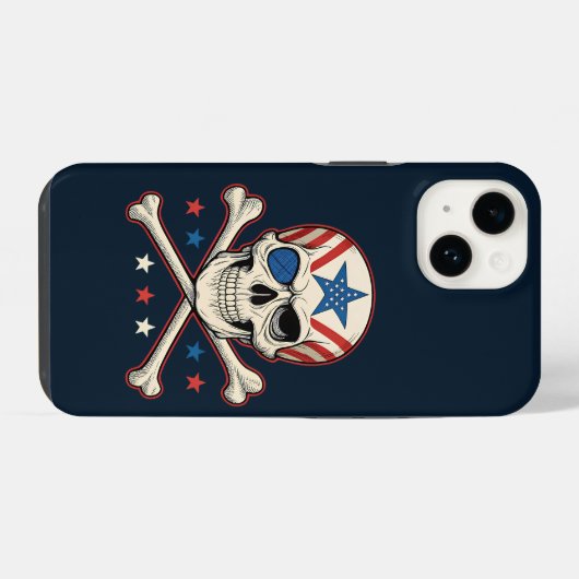 Patriottische schedel en kruisen Amerikaanse vlag iPhone Hoesje (Achterkant horizontaal)
