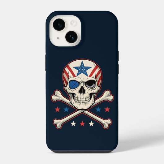 Patriottische schedel en kruisen Amerikaanse vlag iPhone Hoesje (Achterkant)