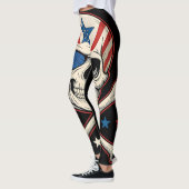 Patriottische schedel en kruisen Amerikaanse vlag Leggings (Links)