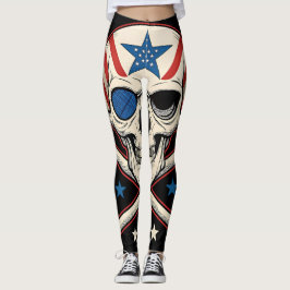 Patriottische schedel en kruisen Amerikaanse vlag Leggings