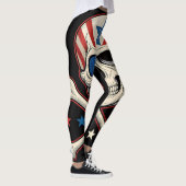 Patriottische schedel en kruisen Amerikaanse vlag Leggings (Rechts)