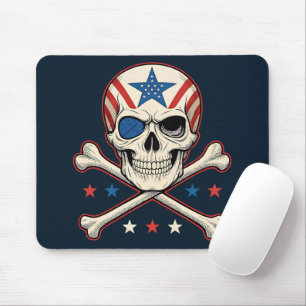 Patriottische schedel en kruisen Amerikaanse vlag Muismat