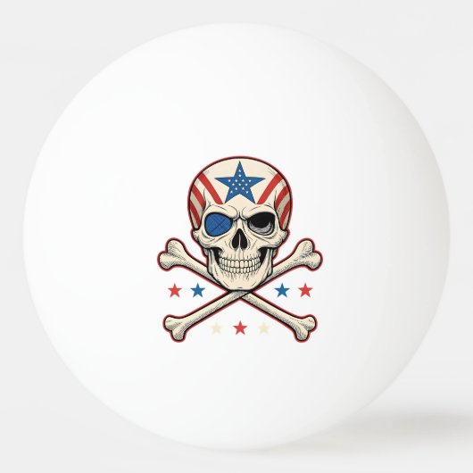 Patriottische schedel en kruisen Amerikaanse vlag Pingpongbal (Voorkant)