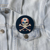 Patriottische schedel en kruisen Amerikaanse vlag Ronde Button 7,6 Cm (In situ)