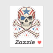 Patriottische schedel en kruisen Amerikaanse vlag Sticker (Vel)