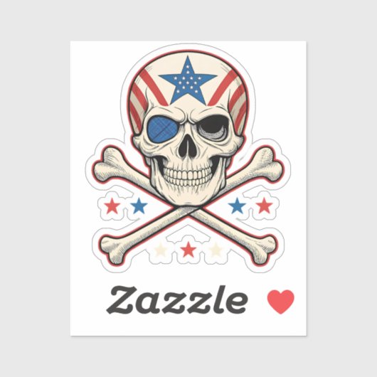 Patriottische schedel en kruisen Amerikaanse vlag Sticker (Vel)
