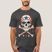 Patriottische schedel en kruisen Amerikaanse vlag T-shirt (Voorkant)