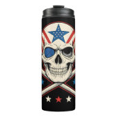 Patriottische schedel en kruisen Amerikaanse vlag Thermosbeker (Voorkant)