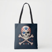 Patriottische schedel en kruisen Amerikaanse vlag Tote Bag (Voorkant)