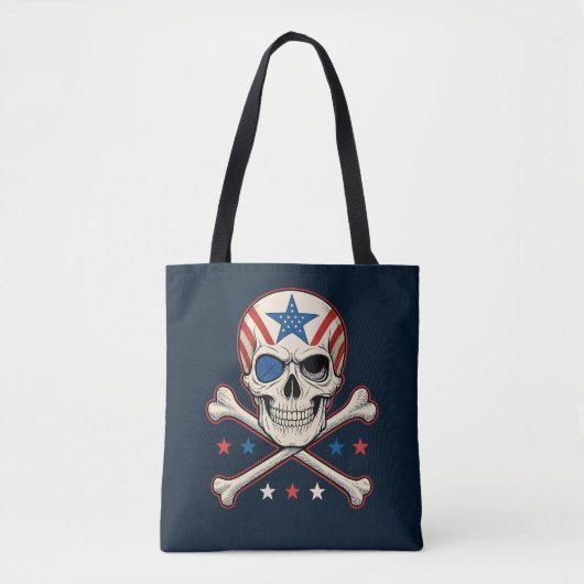 Patriottische schedel en kruisen Amerikaanse vlag Tote Bag (Voorkant)