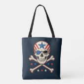 Patriottische schedel en kruisen Amerikaanse vlag Tote Bag (Achterkant)