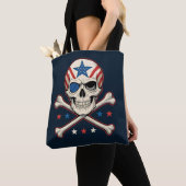 Patriottische schedel en kruisen Amerikaanse vlag Tote Bag (Dichtbij)