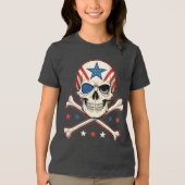 Patriottische schedel en kruisen Amerikaanse vlag Tri-Blend Shirt (Voorkant)