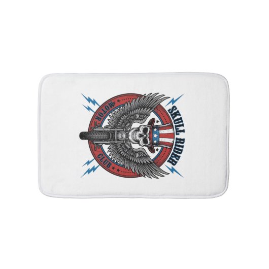 Patriottische Schedel Motor Eagle Vintage Badmat (Voorkant)