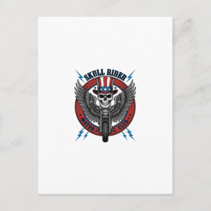 Patriottische Schedel Motorfiets Adelaar Vintage Briefkaart