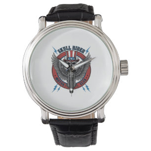 Patriottische Schedel Motorfiets Adelaar Vintage Horloge