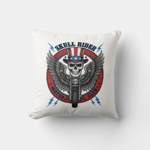 Patriottische Schedel Motorfiets Adelaar Vintage Kussen