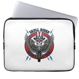 Patriottische Schedel Motorfiets Adelaar Vintage Laptop Sleeve