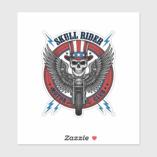 Patriottische Schedel Motorfiets Adelaar Vintage Sticker (Vel)