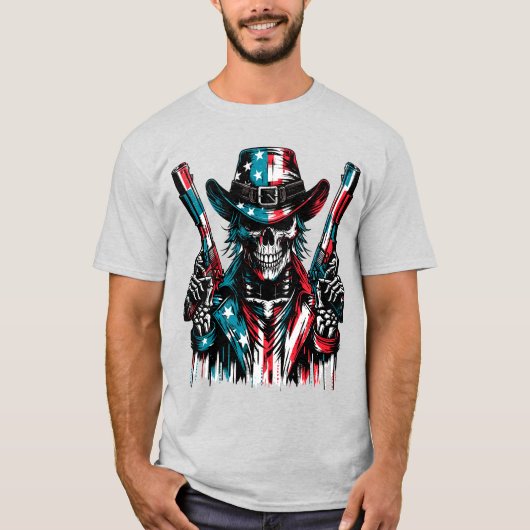 Patriottische schedel t-shirt (Voorkant)