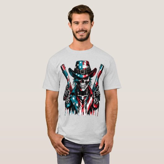 Patriottische schedel t-shirt (Voorkant volledig)