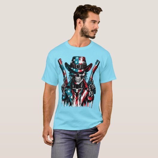 Patriottische schedel t-shirt (Voorkant volledig)