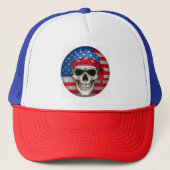 Patriottische schedel trucker hoed pet (Voorkant)