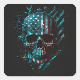 Patriottische schedel Vierkante Sticker