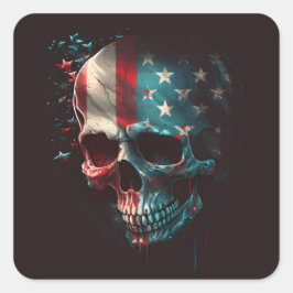 Patriottische schedel vierkante sticker