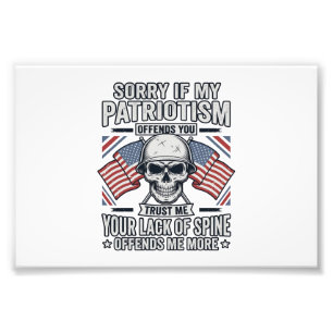 Patriottische Schedel Vintage Gravure Citaat Vecto Foto Afdruk