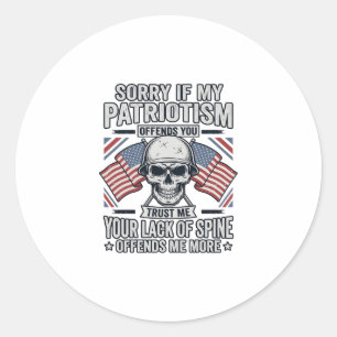 Patriottische Schedel Vintage Gravure Citaat Vecto Ronde Sticker