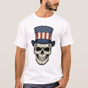 Patriottische Schedel Vintage Gravure Shirt Ontwer