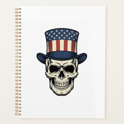 Patriottische Schedel Vintage Gravure Shirt Ontwer Planner (Voorkant)