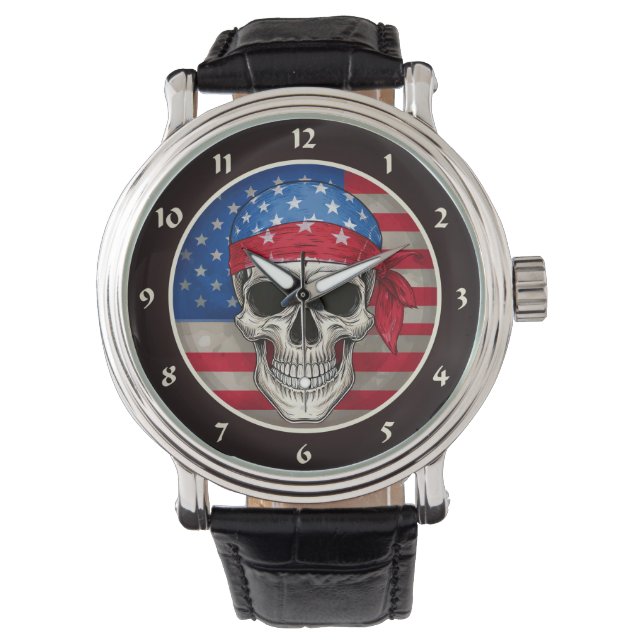 patriottische schedelwacht horloge (Voorkant)