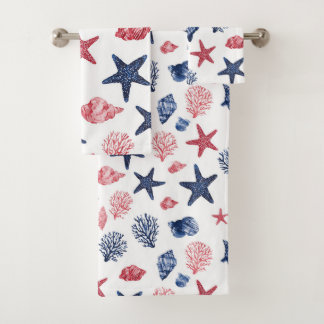 Patriottische schelpen & koraal bad handdoek