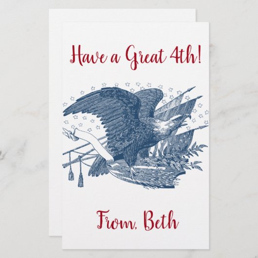  patriottische schilderende Eagle USA-vlagpijlen Briefpapier (Voorkant / Achterkant)