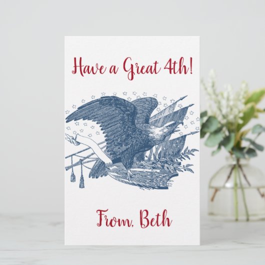  patriottische schilderende Eagle USA-vlagpijlen Briefpapier (Staand voorkant)