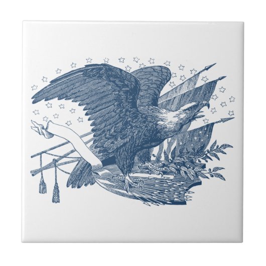  patriottische schilderende Eagle USA-vlagpijlen Tegeltje (Voorkant)