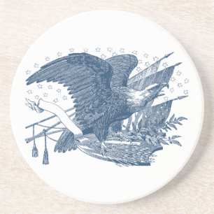 patriottische schilderende Eagle USA-vlagpijlen Zandsteen Onderzetter