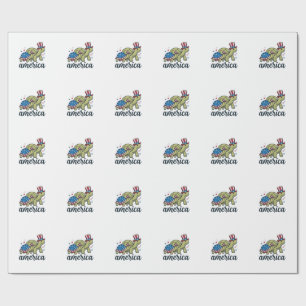 Patriottische Schildpad Amerika Vintage Gravure On Cadeaupapier
