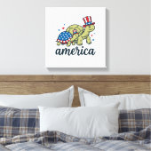 Patriottische Schildpad Amerika Vintage Gravure On Canvas Afdruk (Insitu (Slaapkamer))