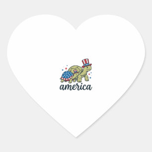 Patriottische Schildpad Amerika Vintage Gravure On Hart Sticker